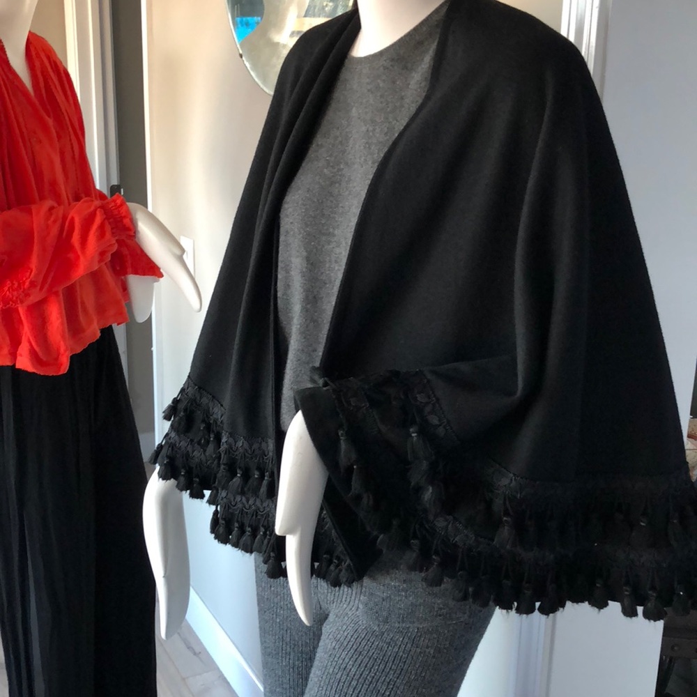 Vintage wool tassel cape